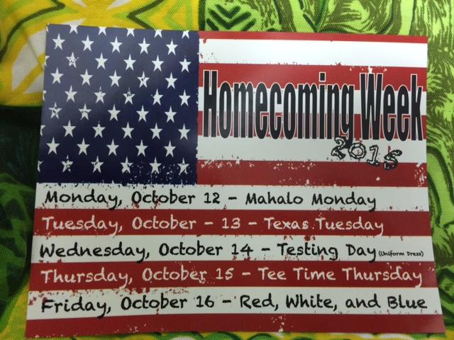 Homecoming Week Dress Schedule