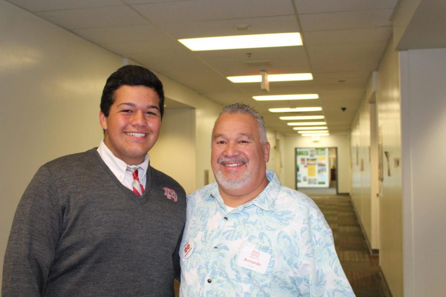 Sophomore Cruz Rubio smiles with his grandfather.
