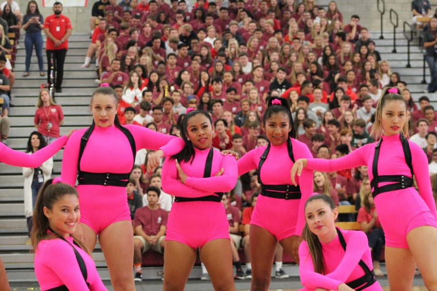 GIRL GANG: In highlighter-pink outfits, the Dance Team put on a fabulous show with upbeat music. The girls ended their routine on a sassy note.