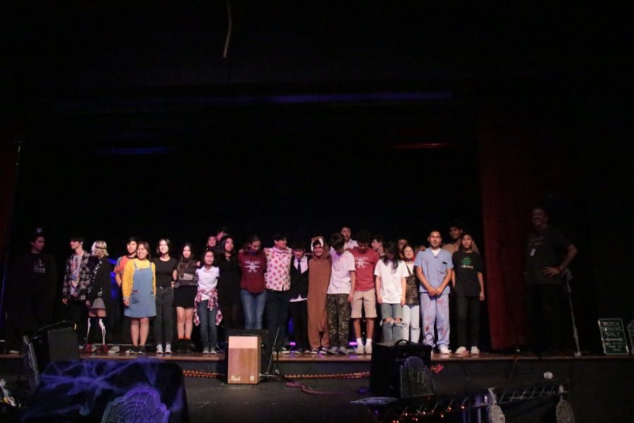 On October 30, the performing arts program puts on a Mystery Haunted House Experience in the Little Theatre. Students performed various songs as a fundraiser for the guitar program. 