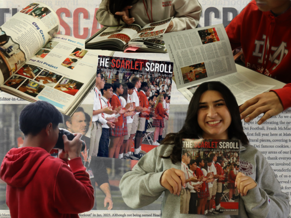A CELEBRATION OF PROGRESS:  Members of The Scarlet Scroll Newspaper reflect on their past work and projects. Proud of all of the hard work and creativity they have contributed so far, junior and Staff Reporter Ava Gomez appreciates the tight knit group she has become a part of and views her role as a rewarding experience. “I joined Newspaper to try something new without knowing anyone,” Gomez said.  “But, I’m so glad I did because our community is so supportive and motivates me to do my best.”