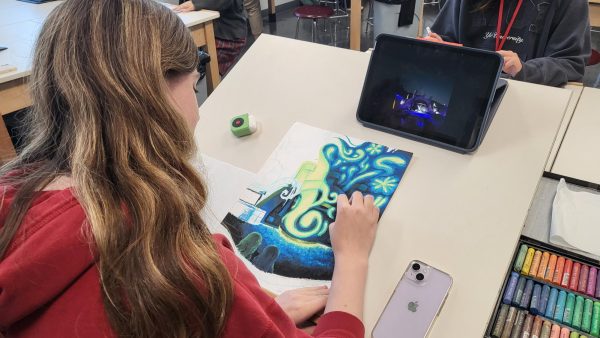 EVERY DETAIL MATTERS
Senior Edyn Rodi uses oil pastels to bring her vision to life during her Advanced Placement Drawing class. Rodi enjoys using her artwork as a platform to share her stories and ideas with the world. “I want to communicate different messages and evoke different emotions through my art,” Rodi said.
