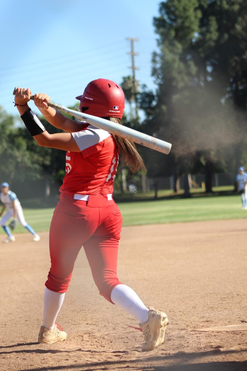 OUT OF THE PARK Sophomore Ally Roman takes a swing during her sixth game of the spring season. On Wednesday, Mar. 18, the JV softball team faced Villa Park in a tough matchup. “ I've made a lot [of sacrifices for softball],” senior Savanah Duncan said. “It takes up a lot of time, especially playing at a high level. I would say you have to sacrifice a lot of your time and a lot of outside activities, because a lot of time is just spent on the softball field.”Photo courtesy of Ali DePhillips.